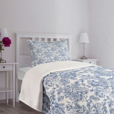 Vintage Monochromatic Flower Bedspread Set