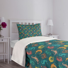 Bohemian Colorful Lizards Bedspread Set