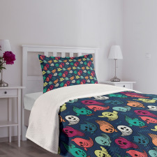 Colorful Spooky Ghosts Bedspread Set