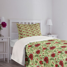 Valentines Day Floral Romance Bedspread Set