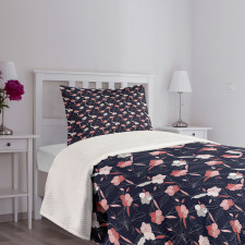 Modernistic Delicate Flowers Bedspread Set