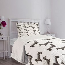 Dogs Pattern Lines Bedspread Set