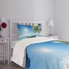 Wooden Boat on Exotic Beach Bedspread Set