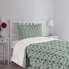 Chinese Curlicue Flowers Bedspread Set