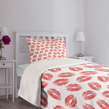 Woman Lipstick Lips Print Bedspread Set