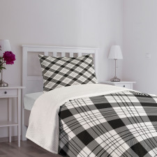 Diagonal Hatched Polygons Bedspread Set