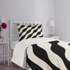 Retro Art Wavy Lines Pattern Bedspread Set