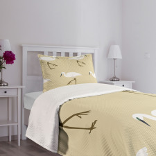 Leg Standing Heron Birds Bedspread Set