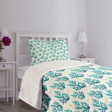 Corals and Fish Silhouette Bedspread Set