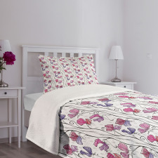 Flowers on Thin Branches Art Bedspread Set