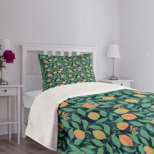 Citrus Leaf Botanical Art Bedspread Set