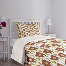 Bear and Leaves Bedspread Set