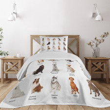 Puppy Breeds Family Bedspread Set