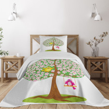 Heart Shape Tree Blossom Bedspread Set