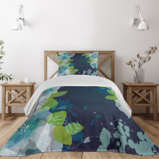 Grunge Abstract Flowers Bedspread Set