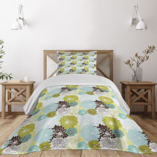 Pastel Wildflower Leaves Bedspread Set
