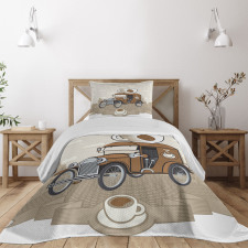 Old Fashioned Ride Coffee Bedspread Set