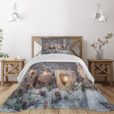 Candle Winter Holiday Bedspread Set