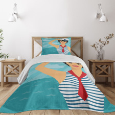 Smiling Sailor Girl Bedspread Set