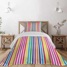 Vertical Stripes Print Bedspread Set