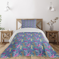 Grunge Colorful Bugs Bedspread Set