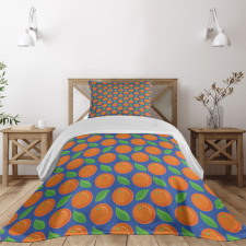 Citrus Fruit Green Leaf Bedspread Set