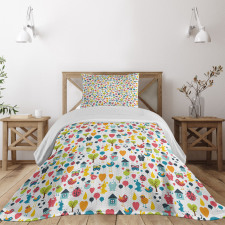 Cartoon Elements Birds Bedspread Set