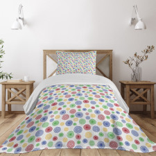 Colorful Simple Spirals Bedspread Set