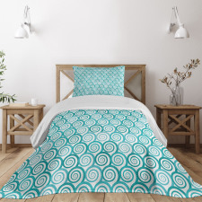 Flat Design Sea Waves Bedspread Set