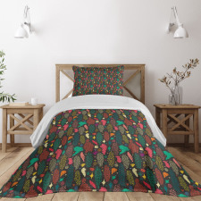 Tribal Shapes Spirals Bedspread Set