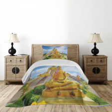 Mediate Statue Building Bedspread Set