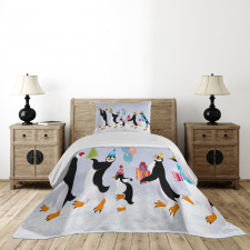 Penguins in Caps Bedspread Set