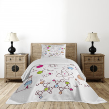 Doodle Style Atom Bedspread Set