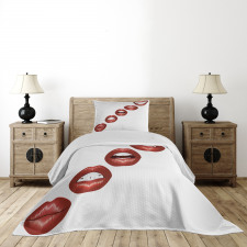 Vivid Full Red Lips Feminine Bedspread Set