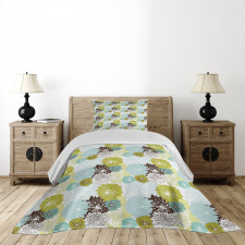 Pastel Wildflower Leaves Bedspread Set