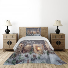 Candle Winter Holiday Bedspread Set