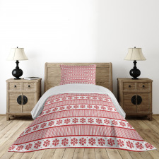 Winter Snowflakes Stripes Bedspread Set