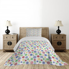 Colorful Simple Spirals Bedspread Set