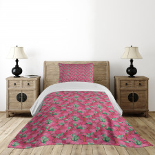 Flourishing Hibiscus Blooms Bedspread Set