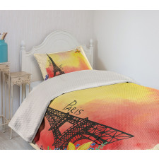 Romantic Floral Eiffel Bedspread Set