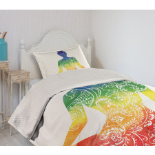 Ornate Motifs Rainbow Bedspread Set