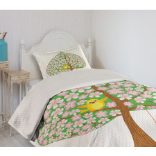 Heart Shape Tree Blossom Bedspread Set