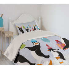 Penguins in Caps Bedspread Set