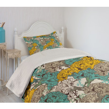 Drawing Style Vintage Bedspread Set