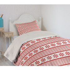 Winter Snowflakes Stripes Bedspread Set