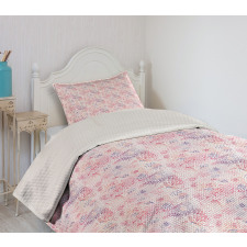 Pink Shade Rose Blending Bedspread Set