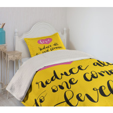 Romantic Text Pink Heart Bedspread Set