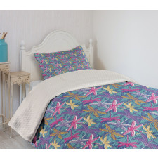 Grunge Colorful Bugs Bedspread Set