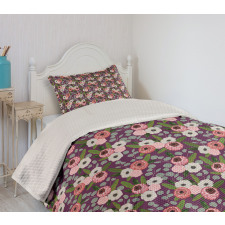 Vibrant Flower Leaves Bedspread Set