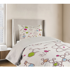 Doodle Style Atom Bedspread Set